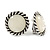 Vintage Inspired Round Milky White Acrylic Stone Clip On Earrings In Aged Silver Tone - 25mm D - view 2
