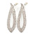 Long Bridal/ Wedding/ Prom Clear Crystal Chandelier Clip On Earrings In Silver Tone - 85mm L - view 2