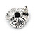 Vintage Inspired Grey Coloured Crystal Rose Stud Earrings In Silver Tone - 22mm Diameter - view 4