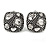Vintage Inspired Crystal Square Stud Clip On Earrings In Aged Silver Tone - 20mm L