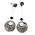 Long Vintage Inspired Textured Disk Metal Bar Clip On Earrings In Aged Silver Tone - 80mm L - view 2