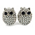 Silver Tone Crystal Faux Pearl Owl Stud Clip On Earrings - 20mm L