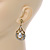 Vintage Inspired Teardrop Crystal, Faux Pearl Dangle Earrings In Aged Gold Tone - 50mm L - view 3