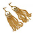 Gold Tone Long Chain Chandelier Drop Earrings - 90mm L - view 6