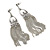 Silver Tone Long Chain Chandelier Earrings - 90mm L - view 2