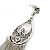 Silver Tone Long Chain Chandelier Earrings - 90mm L - view 4