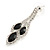Black/ Clear Crystal Leaf Drop Earrings In Silver Tone - 42mm L - view 5