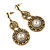 Vintage Inspired Chandelier Clear Crystal Filigree Drop Earrings In Aged Gold Tone - 65mm L - view 4