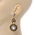 Vintage Inspired Chandelier Clear Crystal Filigree Drop Earrings In Aged Gold Tone - 65mm L - view 3