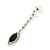 Delicate Black/ Clear Crystal Leaf Drop Earrings In Silver Tone Metal - 45mm L - view 5