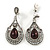 Vintage Inspired Teardrop Crystal, Faux Pearl Clip On Earrings In Aged Silver Tone - 50mm L - view 2