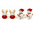 Set of 2 Red/ White Enamel Snowman/ Reindeer Christmas Stud Earrings In Gold Plating - 20mm Length