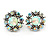 AB Crystal Flower Clip On Earrings In Aged Silver Tone Metal - 22mm D - view 2