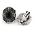 Art Deco Clear/ Black Crystal Geometric Stud Clip On Earrings in Aged Silver Tone - 25mm L - view 2