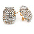 Clear Crystal Dome Shape Oval Stud Earrings In Gold Tone - 25mm L