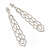 Long Clear Crystal Tie Chadelier Earrings In Silver Tone - 11cm L - view 2