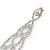 Long Clear Crystal Tie Chadelier Earrings In Silver Tone - 11cm L - view 5