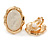 Oval Milky White Glass Stone Clip On Earrings In Gold Plated Metal - 23mm L - view 2