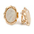Oval Milky White Glass Stone Clip On Earrings In Gold Plated Metal - 23mm L - view 3