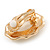Oval Milky White Glass Stone Clip On Earrings In Gold Plated Metal - 23mm L - view 4