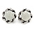 Antique Silver Tone Milky White Glass Bead Floral Clip On Earrings - 20mm D - view 2
