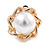 Gold Tone White Faux Pearl Floral Clip On Earrings - 20mm D - view 3