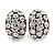 C Shape Clear Crystal Clip On Earrings In Silver Tone Metal - 23mm L - view 2
