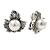 Vintage Inspired Maple Leaf with Simulated Pearl Bead Clip On Earrings In Silver Tone - 20mm L - view 2