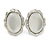 Oval Milky White Glass Stone Clip On Earrings In Silver Plated Metal - 23mm L