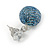 3 Pairs of Glittering Fabric Disco Ball Drop Earring Set In Silver Tone (White, Blue, Peacock) - 30mm Drop - view 5