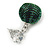3 Pairs of Glittering Fabric Disco Ball Drop Earring Set In Silver Tone (Green, Black, Pink) - 30mm Drop - view 4