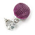 3 Pairs of Glittering Fabric Disco Ball Drop Earring Set In Silver Tone (Green, Black, Pink) - 30mm Drop - view 5