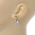 Thrillion Cut Clear CZ Drop Earrings In Rhodium Plating with Leverback Closure - 20mm L - view 3