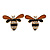 Brown/ Black Enamel Crystal Bee Stud Earrings In Gold Tone - 23mm Wide - view 1