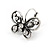 Vintage Inspired Crystal Open Butterfly Drop Earrings In Aged Silver Tone Leverback Closure - 20mm L - view 6