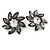 Large Grey/ Clear Crystal Daisy Stud Earrings In Silver Tone - 35mm D - view 6