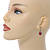 Classic Red/ Clear Cz Teardrop Earrings With Leverback Closure In Silver Plating - 25mm L - view 2