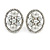 Oval Faux Pearl, Crystal Clip On Earrings In Silver Tone - 20mm L