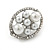 Oval Faux Pearl, Crystal Clip On Earrings In Silver Tone - 20mm L - view 4