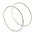 65mm Slim Clear Crystal Hoop Earrings In Rhodium Plated Alloy