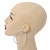 65mm Slim Clear Crystal Hoop Earrings In Rhodium Plated Alloy - view 2