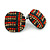 Xmas Red/ Dark Green/ Orange Square Stud Earrings In Black Tone - 20mm - view 4