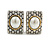 Vintage Inspired Square Faux Pearl Clip On Earrings Silver/ Gold Tone - 23mm L - view 2