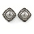 Vintage Inspired Square Shape with Hammered Detailing Clip On Earrings In Aged Silver Tone - 20mm - view 2