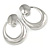 Polished Silver Tone Oval Hoop Clip On Earrings - 50mm Long - view 2