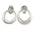Polished Silver Tone Oval Hoop Clip On Earrings - 50mm Long - view 3