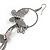 Long Delicate Filigree Butterfly Drop Earrings In Gun Metal Tone - 13cm L - view 6