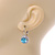 Round Cut Sky Blue Glass/ Clear Crystal Drop Earrings With Leverback Closure In Rhodium Plated Metal - 27mm L - view 2