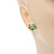 Small Green Glass Heart Stud Earrings In Silver Tone - 10mm Tall - view 2