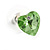 Small Green Glass Heart Stud Earrings In Silver Tone - 10mm Tall - view 4